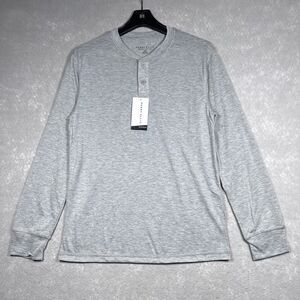 Perry Ellis Portfolio T-Shirt Mens Size Medium Gray Henley Long Sleeve Shirt NWT